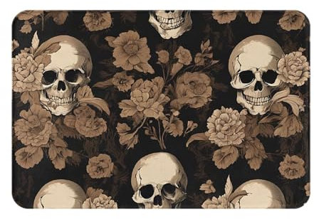 UENFFKDAP Gotische Tapete Totenkopf rutschfest Flur Teppich Leicht zu reinigen Geeignet für Haustür, Garagentor, Schlafzimmer und Küche 40x60cm