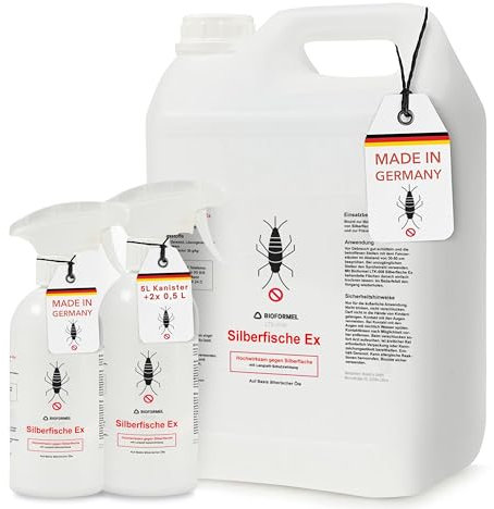 Bioformel LTK-008 Anti Silberfisch Bundle Ex 2 x 500ml + 1x 5L - Silberfische bekämpfen - Silberfisch Mittel mit Langzeitwirkung - Indorr & Outdoor
