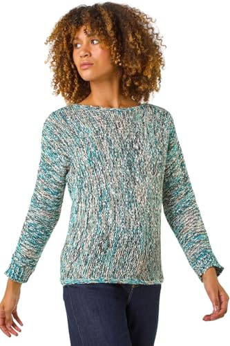 Roman Fluffy Yarn Jumper for Women UK Ladies Thick Sweater Warm Cosy Chunky Knitted Pullover Winter Furry Casual Smart Textured Everyday Cuddly Soft Knitwear