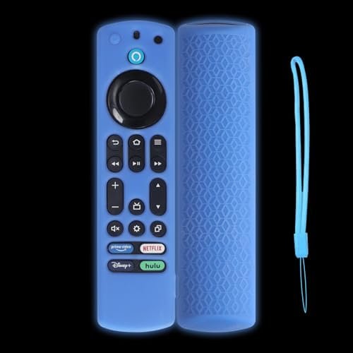 KNOXS Housse Silicone Coque Compatible avec Amazon Fire TV Stick 4K Max 2nd 2024/2023, Antidérapante, Lavable, Étanche à la Poussière Étui de Protection pour Télécommande (Bleu Lumineux)