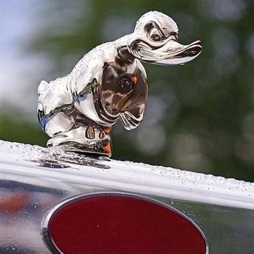 Angry Duck Kühlerfigur, Angry Duck Hood Ornament, Alloy 3D Funny Duck Hood Ornament, Wütende Ente, Auto Motorhaube Ornament, für Autodekorationen und Raumdekoration(Silver)
