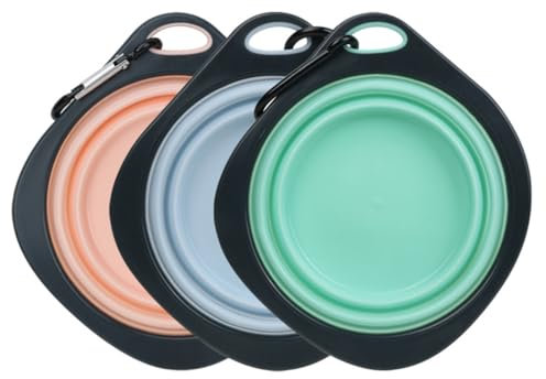 DLPRK Ciotola Pieghevole per Cani, 3 Pezzi con Gancio, Ciotola Portatile in Silicone per Cani, per Viaggi, Passeggiate, Campeggio Ciotola Pieghevole per Cani
