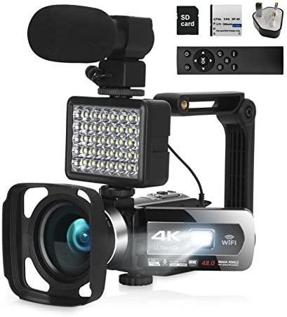 Caméra vidéo, caméscope, Caméra vidéo 4K Auto Focus 4 8MP for le caméscope de caméra vidéo tactile WiFi avec caméscope à microphone numérique avec télécommande pour les réunions de famille, les voyage