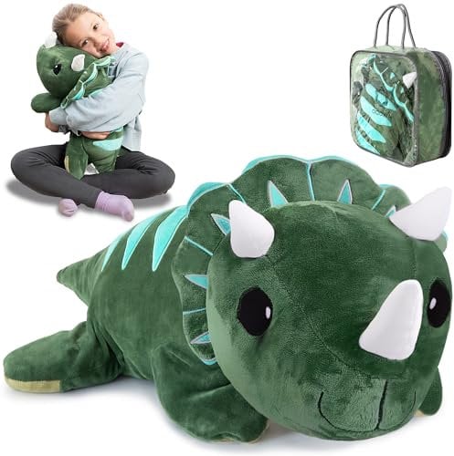 Weighted Teddy for Anxiety | 2.3 Kg | Dinosaur Stuffed Animal | Weighted Plush | Weighted Stuffed Animal | Calming & Comforting | Weighted Plush Dino | For Adults & Kids | Includes Carrying Bag