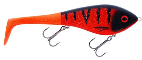 Westin Swim Tail - 1 Jerkbait mit Gummischwanz, Farbe:Fire, Länge/Gewicht/Schwimmverhalten:12cm / 62g / Suspending