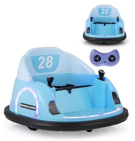 SOARS 6V Bumper Car, Autoscooter für Kinder mit Fernsteuerung, blinkenden LED-Lichtern, Soundeffekten, Elektrofahrzeug für Kinder ab 18 Monaten (Blau)
