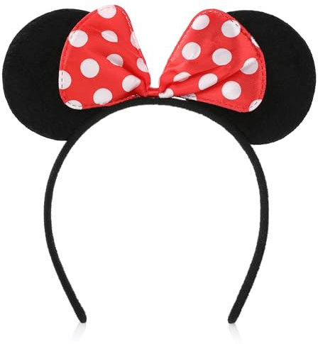 KarneLux Maus Ohren Haarreif - Mouse Verkleidung mit Schleife für Damen - Ideal für Karneval, Fasching oder Motto-Partys