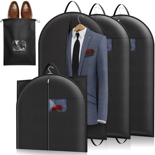Lifewit kleidersack 100 x 60 cm,Kleiderschutzhülle 120 GSM Materialstärke mit Schuhsack für Anzug, Blazer, Kostüm, Premium Anzugtasche für Reisen und Aufbewahrung, 3 Stück