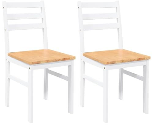 vidaXL Sillas de Comedor 2 Unidades Madera Maciza de Caucho Blanco