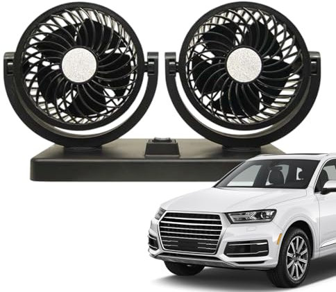 Ventilador de doble cabeza, ventiladores de autos que soplan aire frío | Ventilador portátil de auto de 2 head | Circulación del aire del vehículo vientos potentes, 360 grados rotados para vehículos,