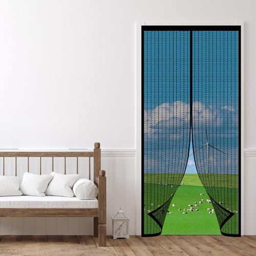 Zanzariera per Porta Camper 95 x 215 cm Senza Foratura Tenda Magnetica Zanzariera Porta per Porte Finestre Tenda, Nero