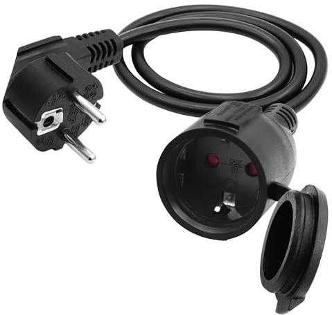 LANMINGLEL Verlängerungskabel Outdoor mit Schuko Stecker 90 Grad,Kurz AC Schuko Verlängerungskabel,Netzkabel Steckdosenverlängerung Schwarz, 3x1,5 mm² 16A 250V IP44 Für Zuhause, Büro (90 Grad, 1)