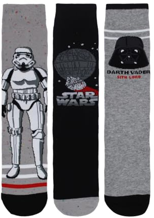 Star Wars Adult Ankle Socks, 3-Pack Gift Box, Stormtrooper and Darth Vader Design, Size 6-11