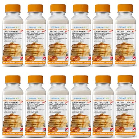 Primalife High Protein Pancake MIX | 20g protein, Collagen Source, Protein Snacks for Breakfast, No Added Sugar, Low Carb, after workout,Low Calorie,Dietary fibre (12 x 100g) (Salted-Caramel)