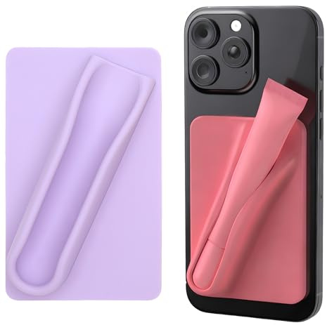Lipgloss Handyhülle Seidiges Silikon Lipgloss-Schutzhülle für Handy Hhandyhülle mit Lipgloss Halter 2 Set in Lila Bräunlich-rot Kompatibel mit allen Smartphones zum Aufkleben für Mädchen Teenager