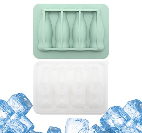 Zetqhuu Moules À Glaçons - Moule en forme de bouteille avec couvercle,À Glace 4 Compartiments - Pour Réunions Familiales Bar Cuisine Whisky Cocktails Jus Boissons