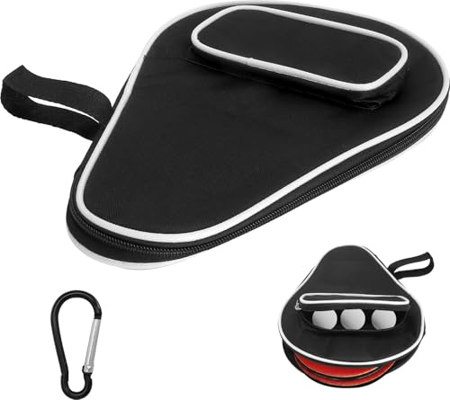 Custodia per racchette da ping pong, borsa da ping pong per 2 racchette e 3 palline con portachiavi, idrorepellente agli strappi Custodia per racchette per allenamenti in palestra o a scuola (nera)