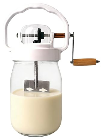 Preparatore per burro, 1500 millilitri, strumento di miscelazione con racchetta per bottiglie di vetro, adatto per cuocere, cucina, bambini, cibo, farina, marmellata, uova, salsa, pane, panna
