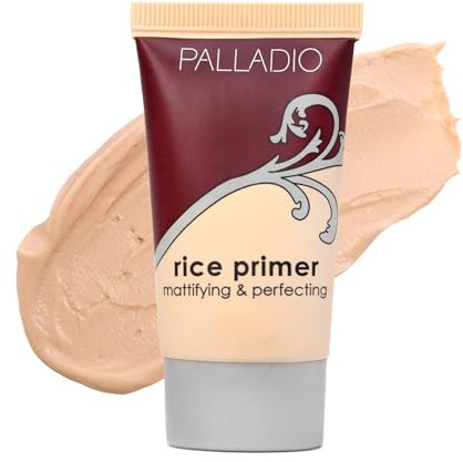 Palladio Rice Primer, Formulated with Natural Rice, Controls Oil on Your Skin and Locks in Makeup, Lightweight with a Smooth Matte Finish, Reduces Facial Shine, For All Skin Types, 0.71 Fl Oz