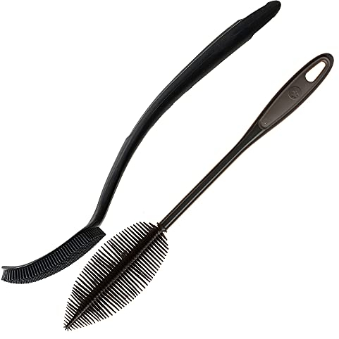 Kochblume Universalbürste & Flaschenbürste 36cm 2er Set | Premium-Silikon & BPA frei| Hitzebeständig | Spülmaschinenfest | Farbe: anthrazit