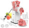 LHS Tritacarne manuale con lame in acciaio inox, resistente, potente base di aspirazione per uso domestico, veloce e senza sforzo, per tutte le carni, bianco