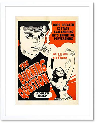 Burning Question Drugs Film Poster Art Print White Framed Poster Wall Decor 9x7 inch Wand Deko