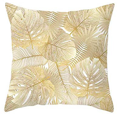 FeiliandaJJ Kissenbezug 45x45cm,Gold Blätter Drucken Muster Kopfkissenbezug, Super Weich Polyester Kissenhülle,Deko Sofakissenbezüge Pillowcase für Couch Wohnzimmer Sofa Bed Auto, 18x18 (M)