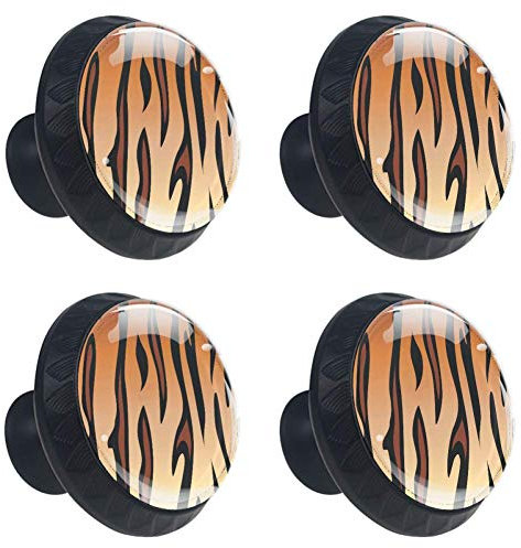 Animal Tiger Print Cabinet Door Knobs Handles Pulls Cupboard Handles Drawer Wardrobe 4pcs