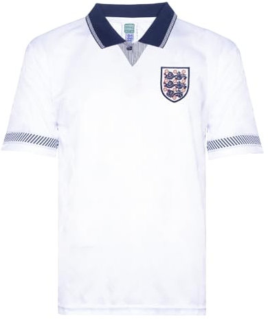 Score Draw England 1990 World Cup Finals Retro Football Shirt White XS Polyester