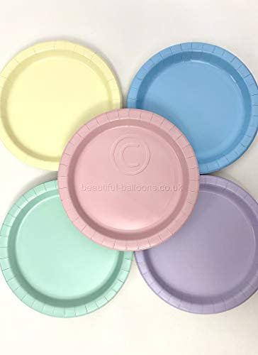 Beautiful Balloons 40 x Pastel Rainbow Ice Cream Shade Paper Party Plates