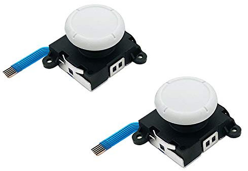 Jeylly Original 3D Analog Joystick Joy-Con Replacement Left/Right Repair Kit Thumb Sticks Sensor with 4 “Y” Screws for Nintendo Switch Joycon Controller and Switch Lite Console - 2 Pack White