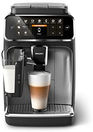 Philips Série 4300 Machine Expresso - Café à Grain - LatteGo Mousseur à Lait, 8 Spécialités de Café, Affichage Intuitif, Noir (EP4346/70)