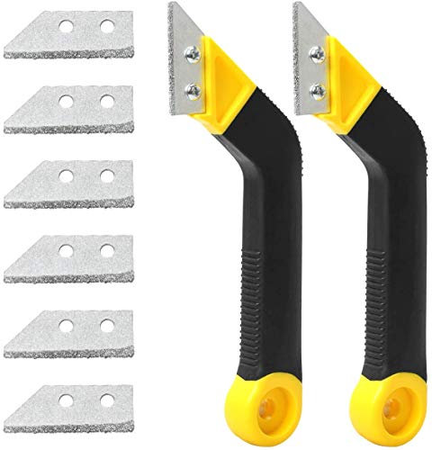 2 PCS Grout Remover, Floor Tile Grout Saw Angled Grout Scraping Rake Removing Tool for Wall Tiles with Extra 6 Pieces Replacement Accessories for Tile Cleaning