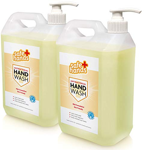 Safe Hands | Hand Wash Liquid Soap | Citrus Fragrance | 5 Litre (2 Pack) With Pumps | Antibacterial & Antiviral | Cleans and Protects Hands | Kind to Skin | Tested & Certified