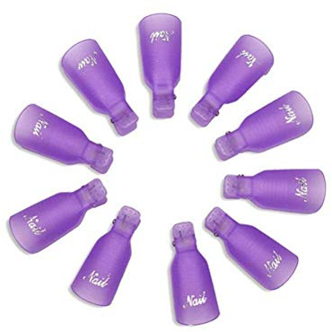 ANCLLO Nagellackentferner Klammern 10 PCS Set Acryl Gelpolitur Klammern Gelpolitur Entferner Nägel Art Gel Cap für Zehennägel & Finger UV Gel Lackentfernung (Violett)