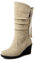 Onewus Stivali a mezza altezza da donna con zeppa, Beige opaco, 38 EU