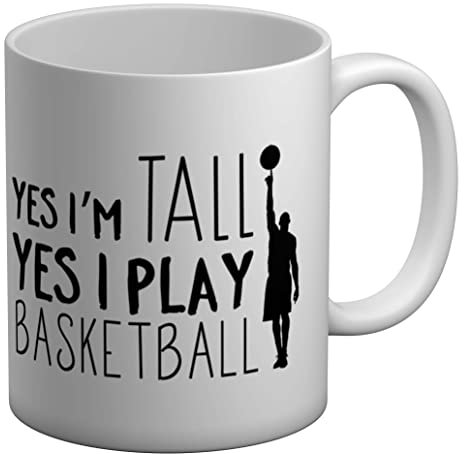 Shopagift Yes Im Tall Yes I Play Basketball White 11oz Large Mug Cup