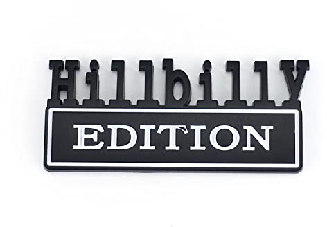 Hillbilly Edition | Emblem zum Kleben | 3D Kunststoff Aufkleber | Schwarz matt/Weiß