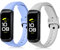 kwmobile Straps Compatible with Samsung Galaxy Fit (SM-R370) Straps - 2x Replacement Silicone Watch Bands - Smartwatch or Fitness Tracker - Light Blue Matte/Grey