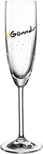Leonardo Presente Sekt-Glas Gönndir, 1 Stück, spülmaschinenfestes Prosecco-Glas, Champagner-Kelch mit Schriftzug, Geschenk-Idee, 200 ml 044516