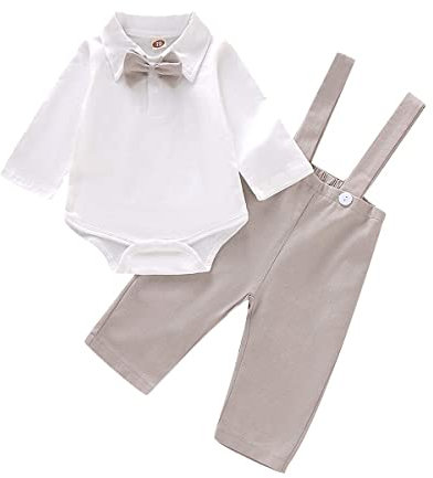 Completo da Battesimo per Neonato da Uomo da Sposa con Cravatta a Maniche Lunghe da Bambino per l'Autunno Primaverile