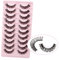 Oreola Russian Strip Lashes 3D Volume Curly Lashes Natural 10 Paar, Cat Eye Lashes D Curl Russian Strip Lashes Ensemble de cils artificiels moelleux, Cils russes réutilisables