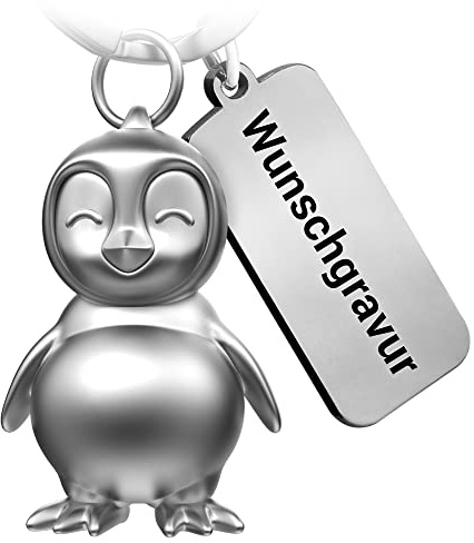 FABACH Pinguin Schlüsselanhänger Frosty mit Wunschgravur - Pinguin Glücksbringer Geschenke mit personalisierter Gravur - Partner Geschenk Liebe Schlüsselanhänger zu Geburtstag, Jahrestag