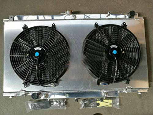 FSMOTO AT Radiador de aluminio y ventilador de cubierta para Nis-san Patrol GR Y61 2.8/3.0L TDI RD28 ZD30 4.2L TD42 Turbo Diesel 1997-2013
