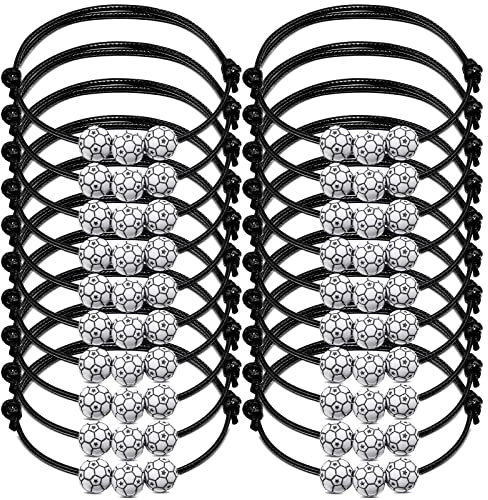 20Stück Fußball Charm Armbänder Freundschaftsarmbänder für Kinder Jungen Männer Einstellbare Inspirational Armbänder Fußball Party Favors Geschenk Tasche Fillers