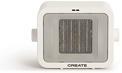 CREATE/WARM BOX/Calefactor Cerámico Blanco Roto/Calefactor Portátil, Termostato Regulable, 2 Modos de Potencia, Calefactor de Aire Caliente PTC, Protección del Sobrecalentamiento, 1500W