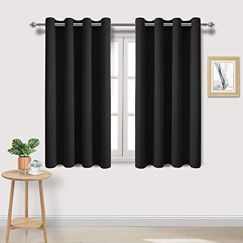 DWCN Blackout Curtains for Bedroom and Living Room - Eyelet Window Treatments - Black Nursery Curtains 52 x 54 Inch 2 Panels