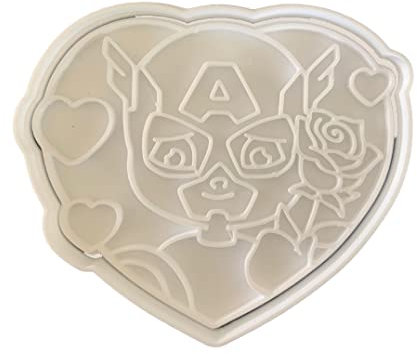 The Cookie Cutter Hub Emporte-pièce en forme de super-héros pour la Saint-Valentin avec une rose et un gaufrage assorti pour cookies, biscuits, argile, décoration de pâtisserie 11 cm