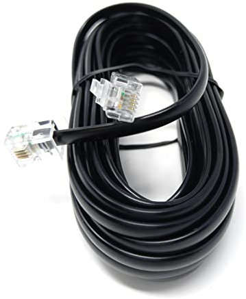DRUT 5m, RJ11 to RJ11 Telephone Landline Cable ADSL (6P4C) Flat Lead High Speed BT Internet Broadband Male to Male Router, Modem, Phone Extension Wire (16.5ft, Black)