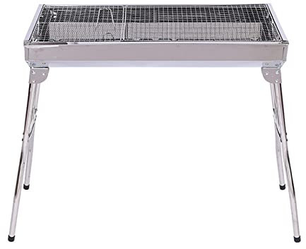 AIYING Edelstahl BBQ Holzkohlegrill Faltbar Tragbar, Klappgrill, Campinggrill, Picknickgrill, aus Edelstahl, Grill mit Antihaft-Pfanne, für 5-10 Personen, Komplettes Zubehör